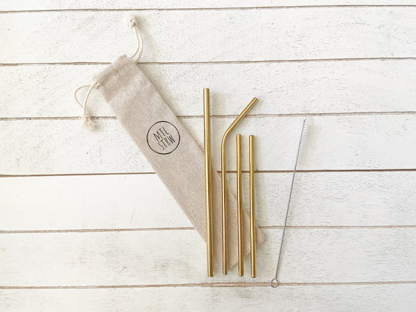 The Cocktail Bundle: 4 Metal Straws (2 cocktail + straight + bent)