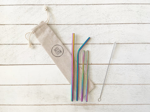 The Cocktail Bundle: 4 Metal Straws (2 cocktail + straight + bent)