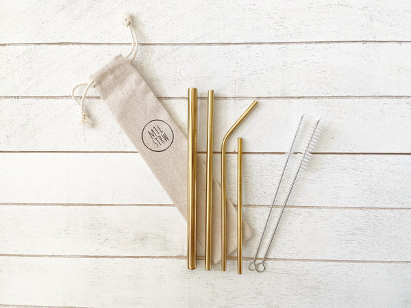 The Mega Bundle: 4 Metal Straws (Smoothie + Straight + Bent + Cocktail)
